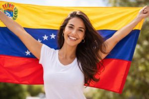 Venezuelan holding flag